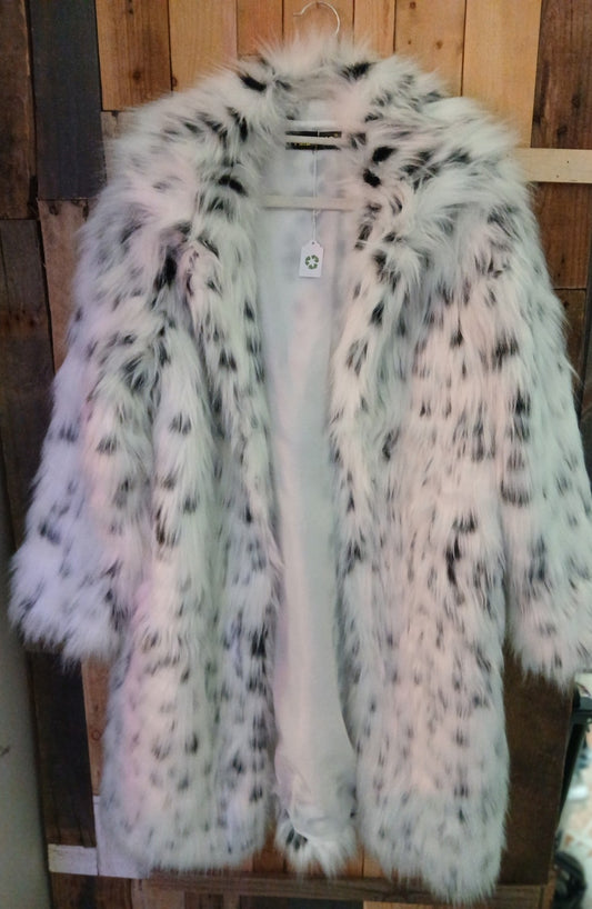 Fhillinuo Faux Dalmatian Fur Coat Women's Size Large/XL