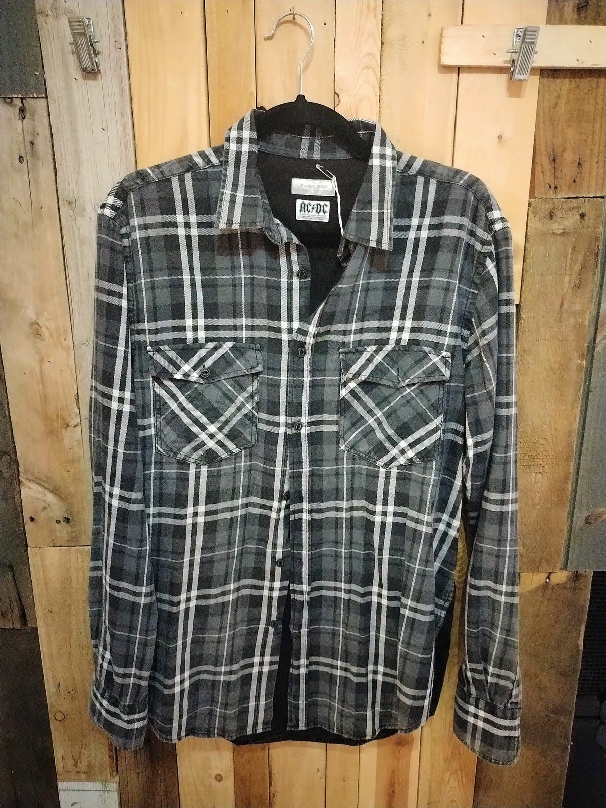 Zara Man ACDC Black Ice Flannel Size Medium