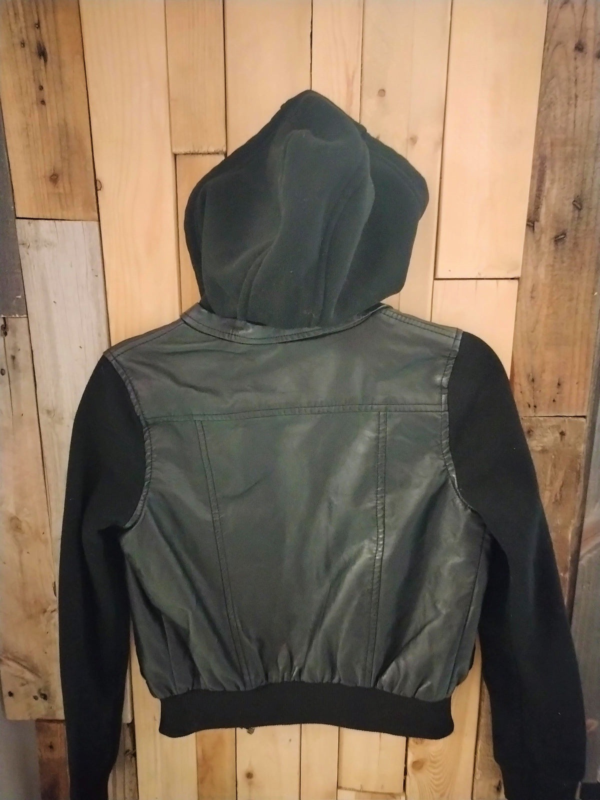 Ambiance Women's Hoodie Moto Vegan Leather Size Small