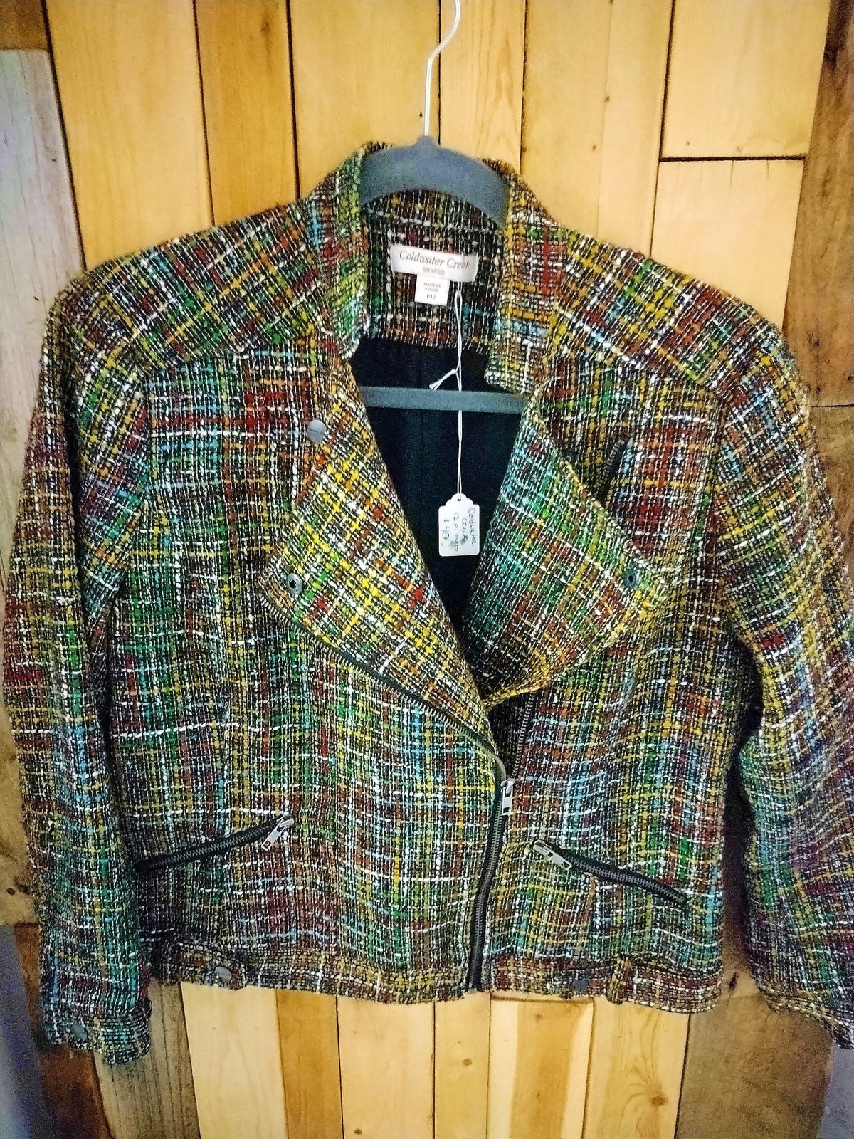 Coldwater Creek Women's Moto Style Tweed Jacket Size P12