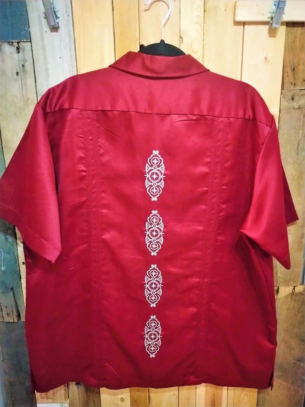 Dragonfly Guayabera Burgundy Men's Shirt Size XL