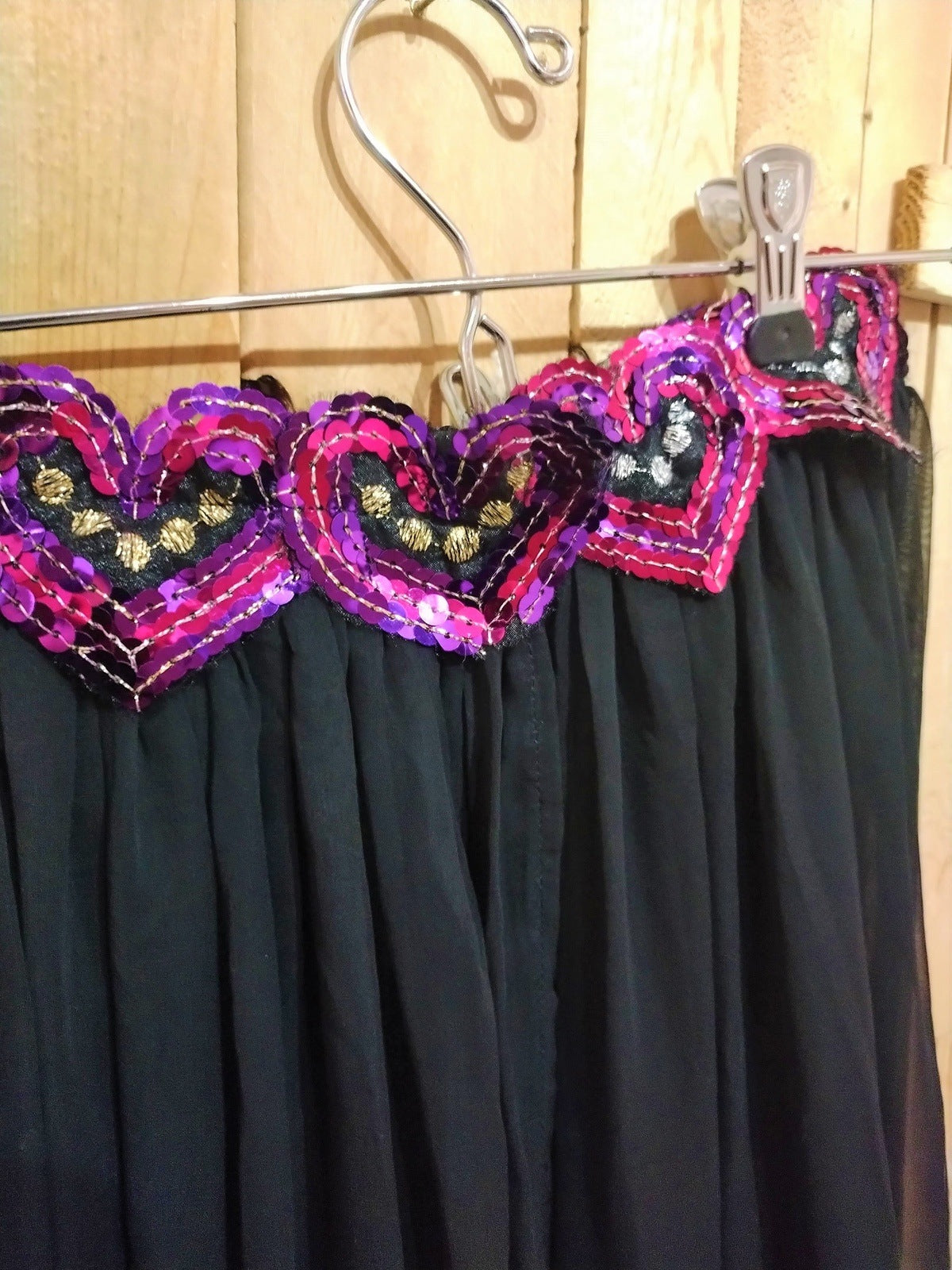 Boutique Long Skirt Semi Sheer with Heart Sequin Size XS