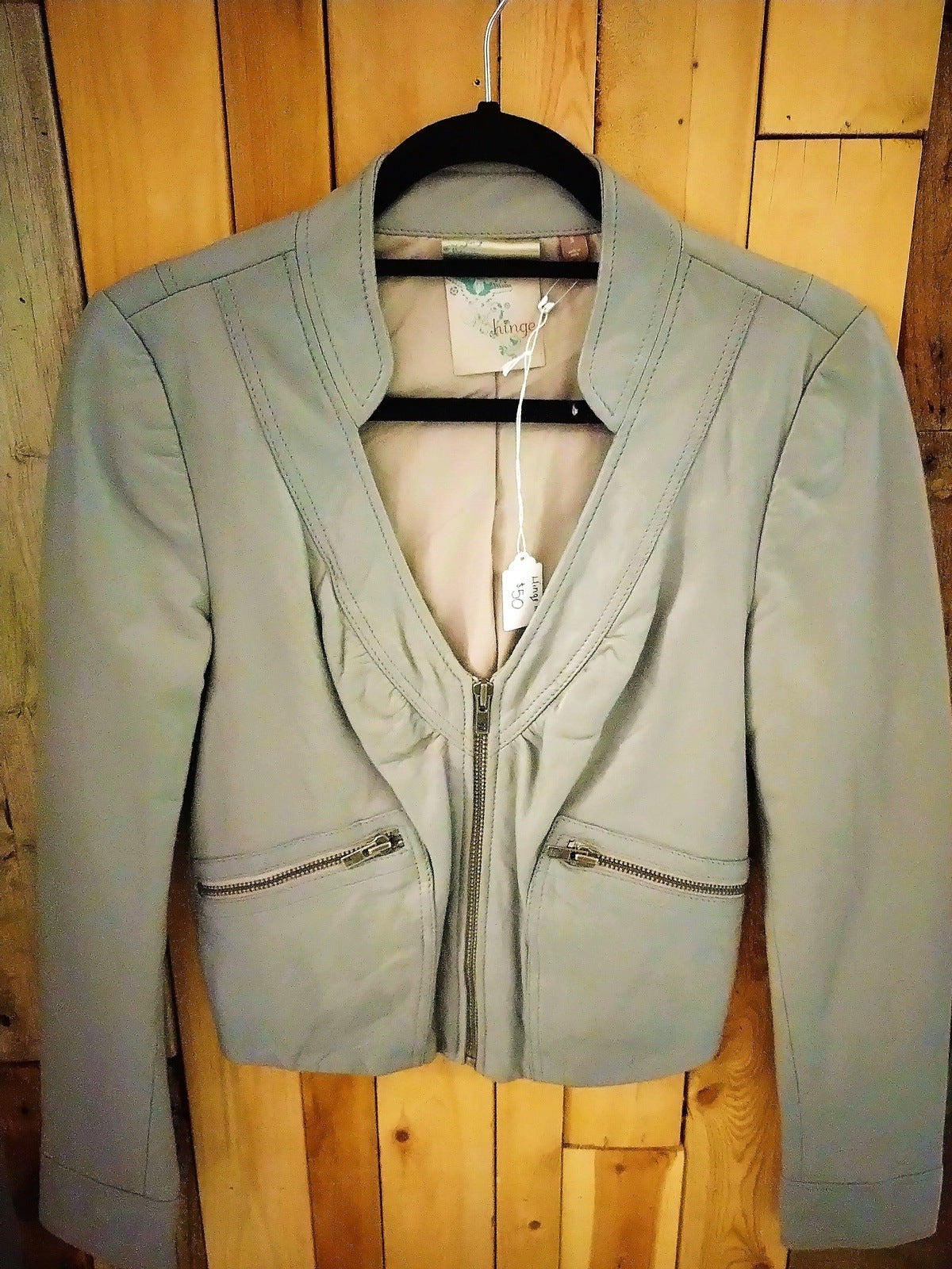 Hinge Women's Moto Vegan Leather Size Small Gray