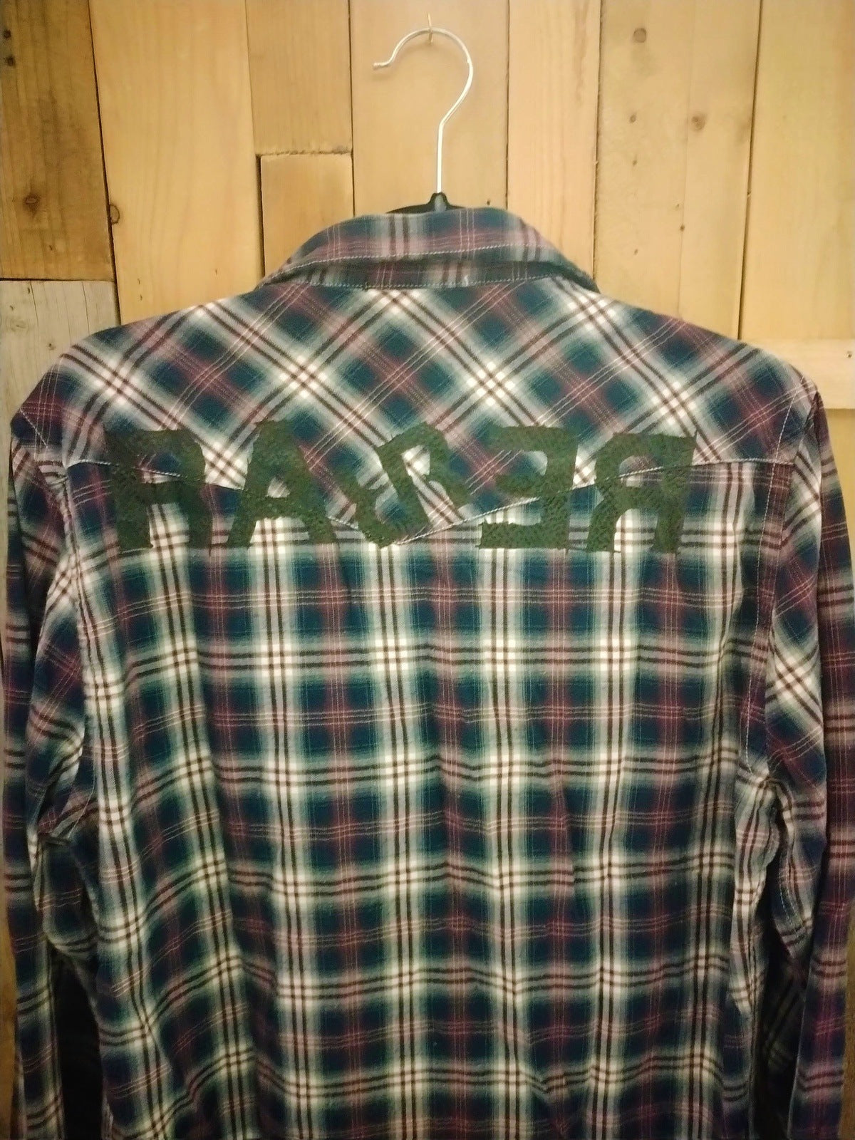 Raser Plaid Men's Long Sleeve Shirt Snap Front Size Large