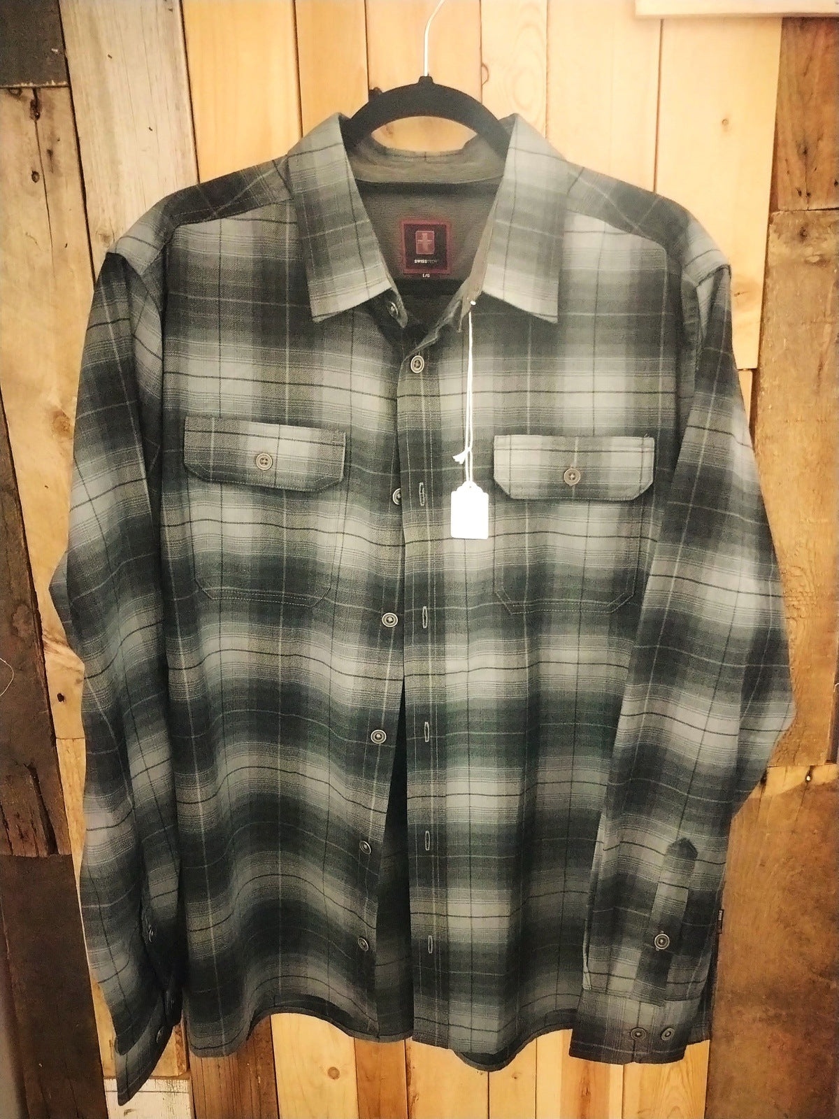 Swiss Tech Men's Long Sleeve Plaid Shirt Size Large