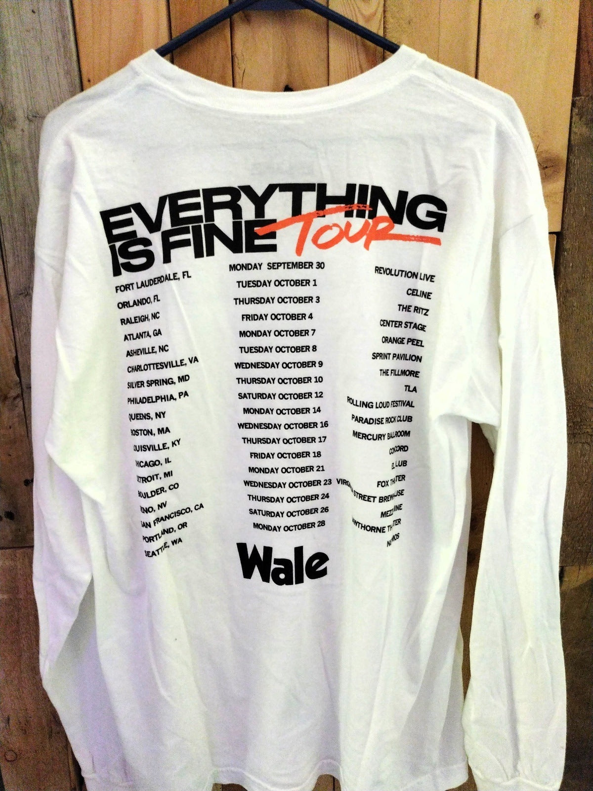 Wale "Everything is Fine" Tour Long Sleeve T Shirt Men's Size Large