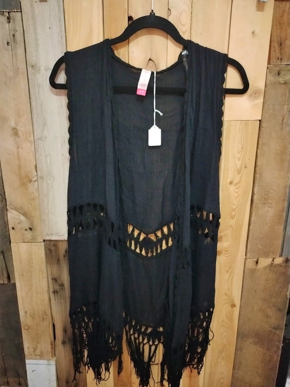 NOBO No Boundaries Crochet Fringe Vest Size XL