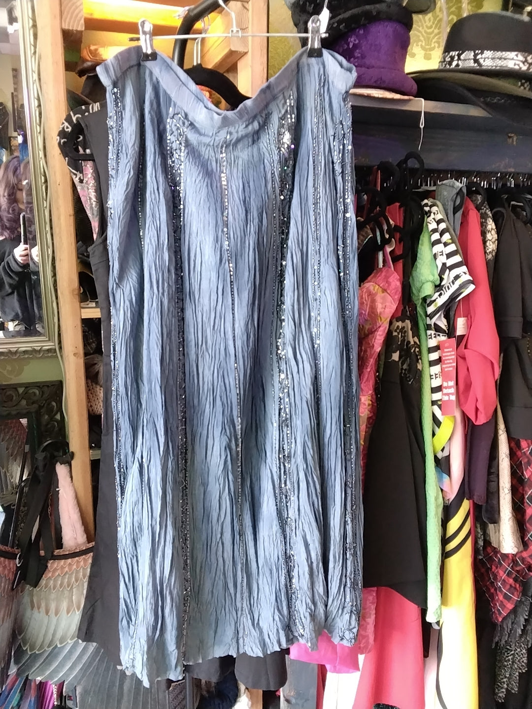 New Chico's blue beaded maxi skirt.