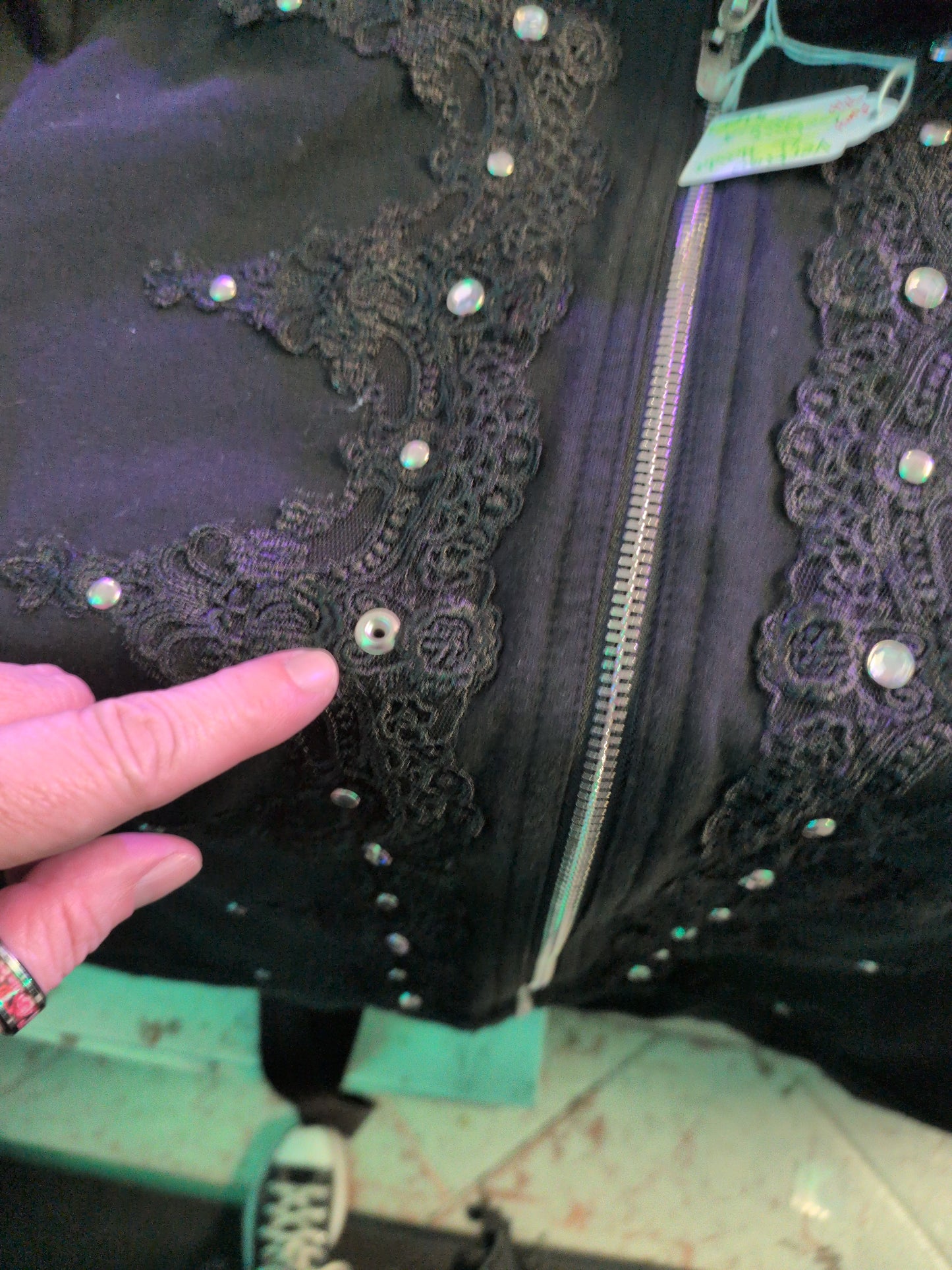 Vertigo Paris XL Missing Bling As Is Lace Gothic Hoodie