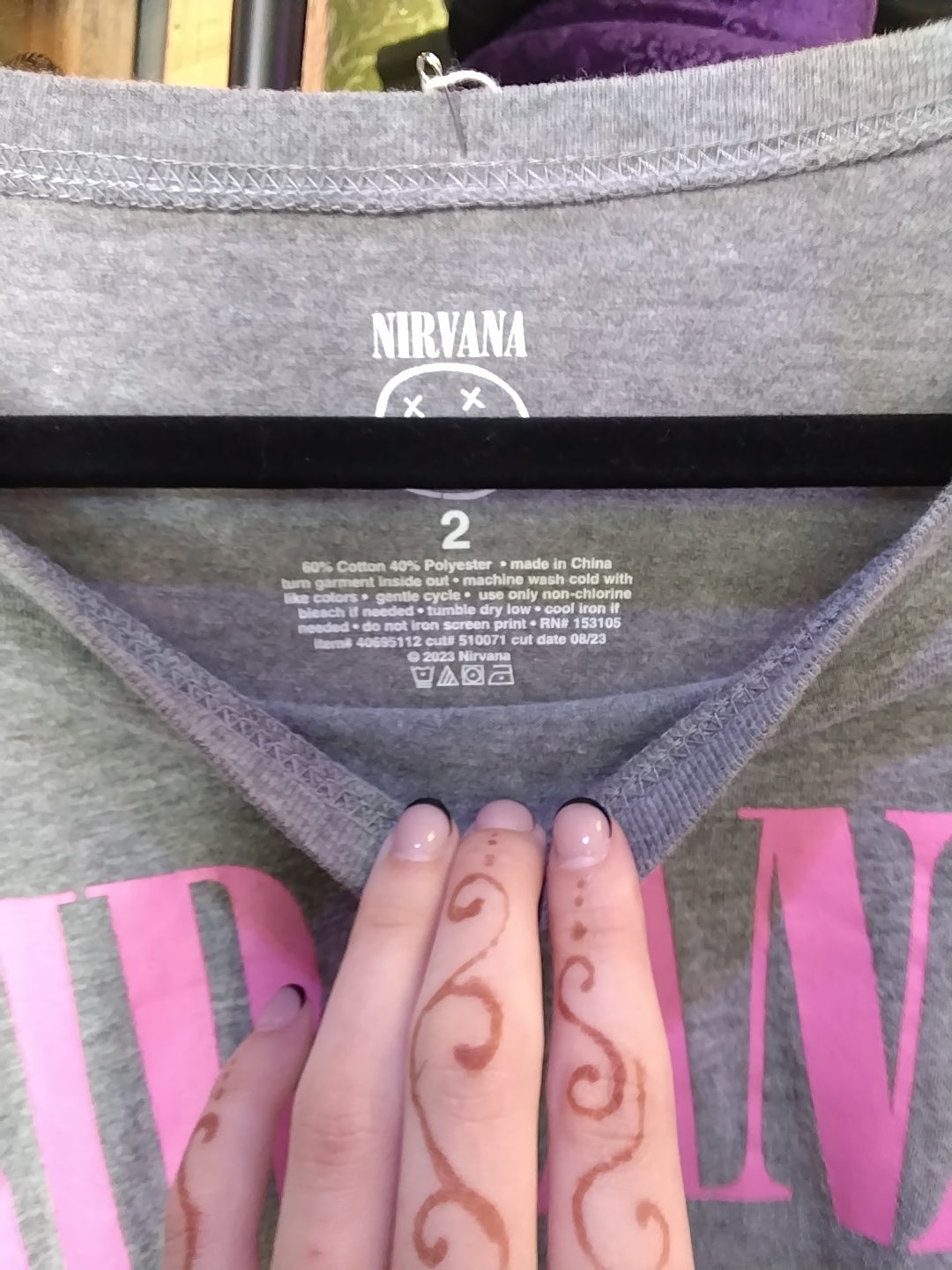 Torrid Pink and Grey nirvana tee size 2