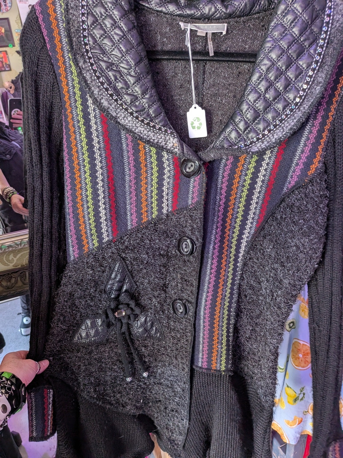 Liquid by Sioni Medium Bohemian multi mixed artist long cardigan