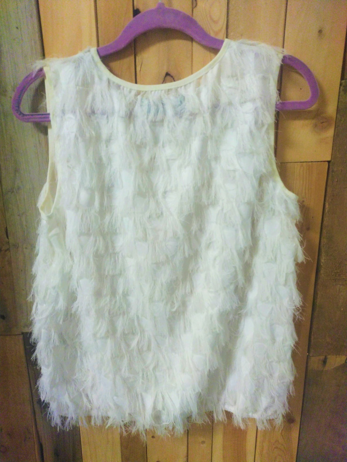 Max Studio London Feathered Tank Blouse Women's Size XL