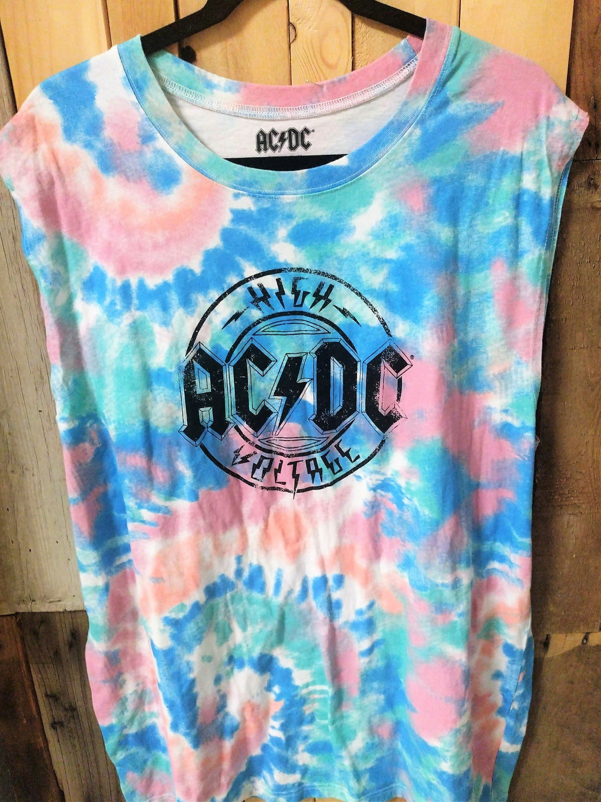 ACDC High Voltage Tee Shirt Tie Die Sleeveless Size 2XL