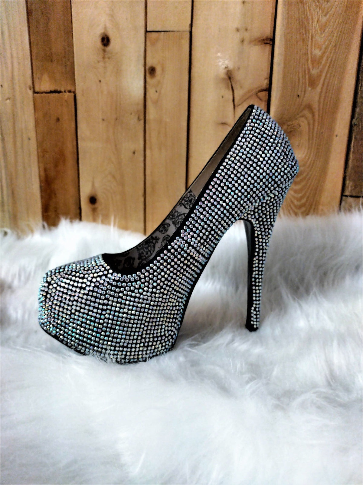 Bordello Size 7 5 inch heel Rhinestoned