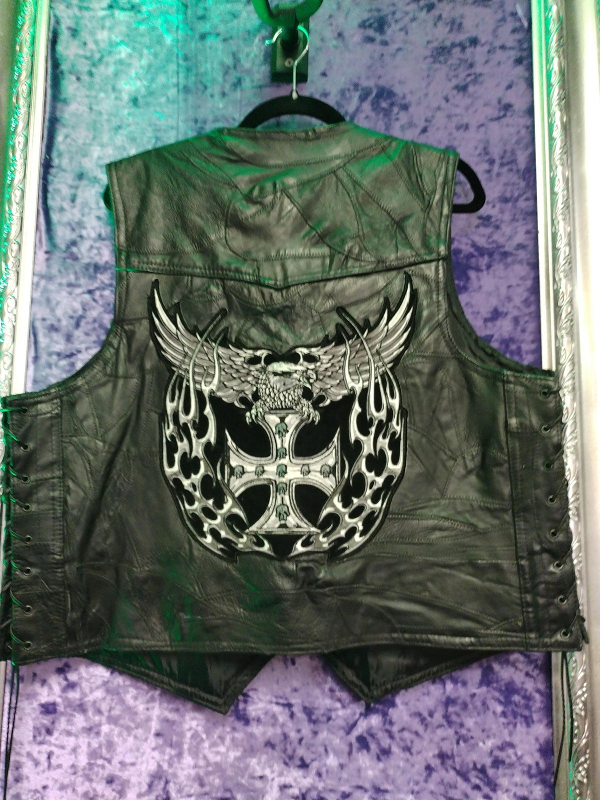 Diamond Plate Buffalo Leather Vest Size Large
