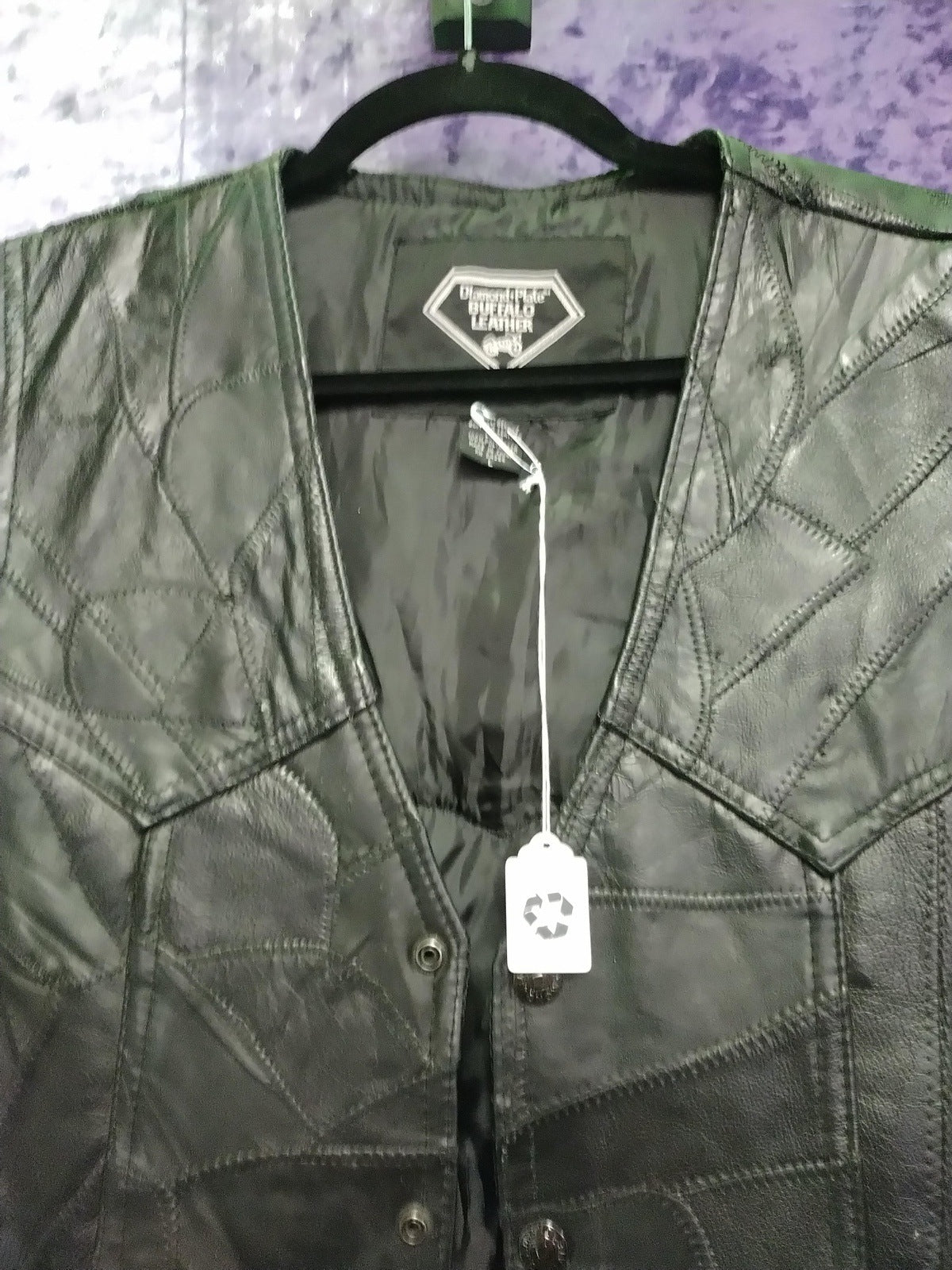 Diamond Plate Buffalo Leather Vest Size Large