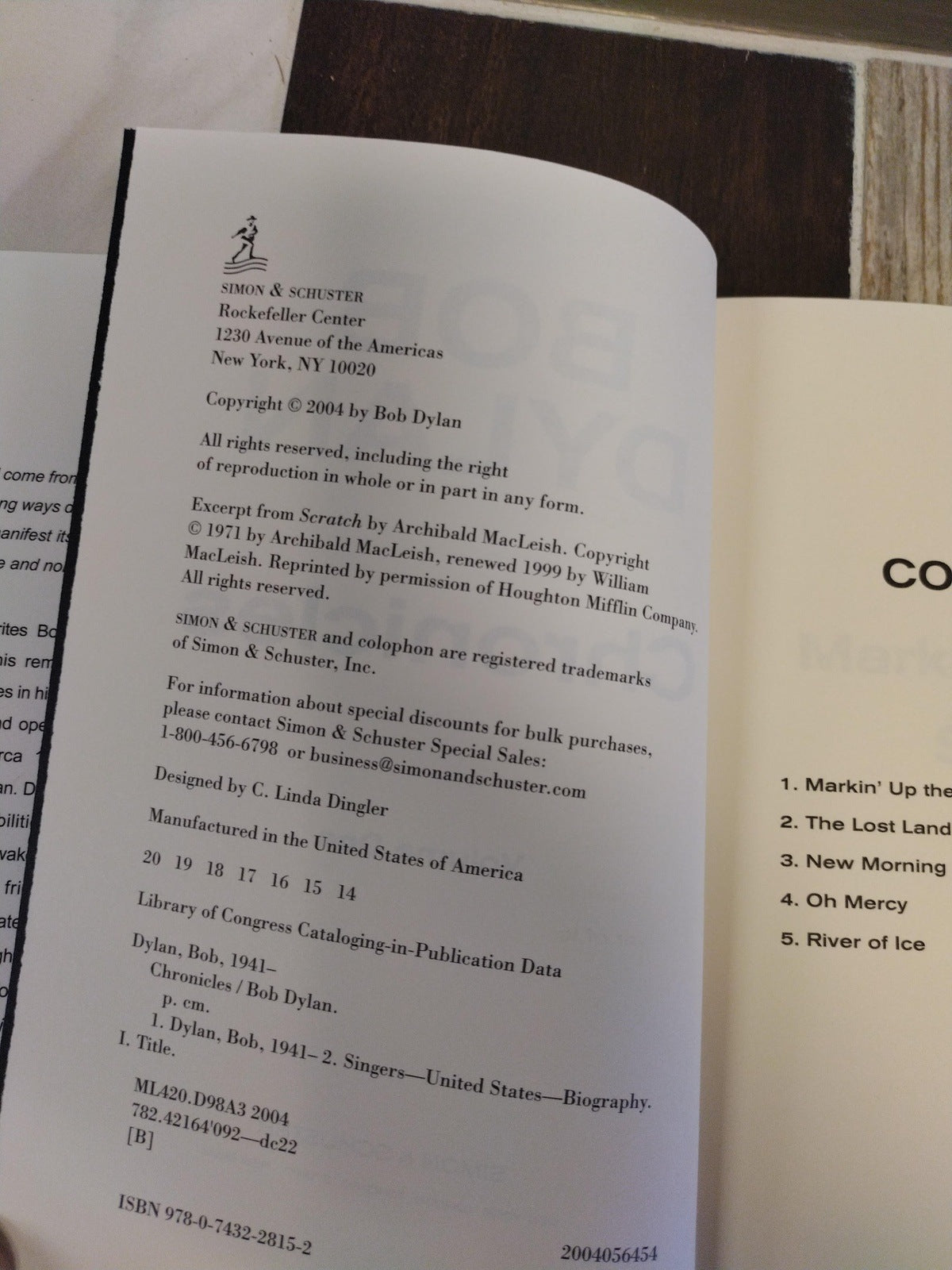 Bob Dylan "Chronicles Volume One" book HC