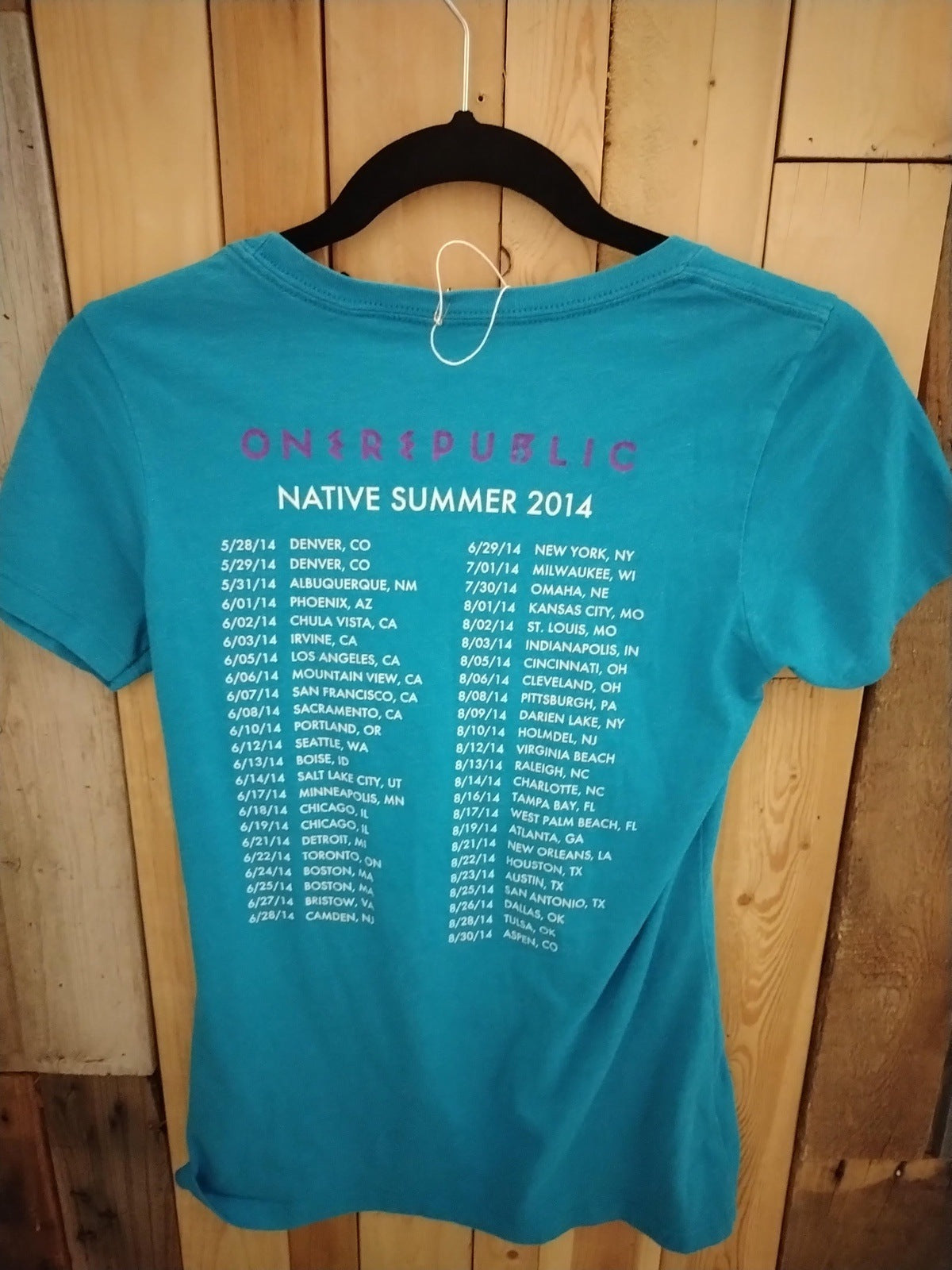 One Republic Native Summer 2014 Tour Women's Size Small
