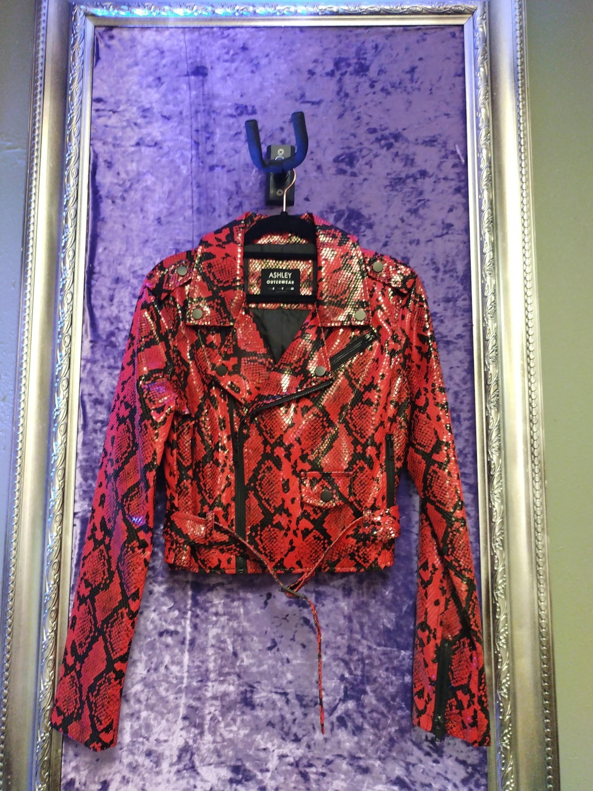 Ashley Outerwear Women's Small Moto Red Snake Print