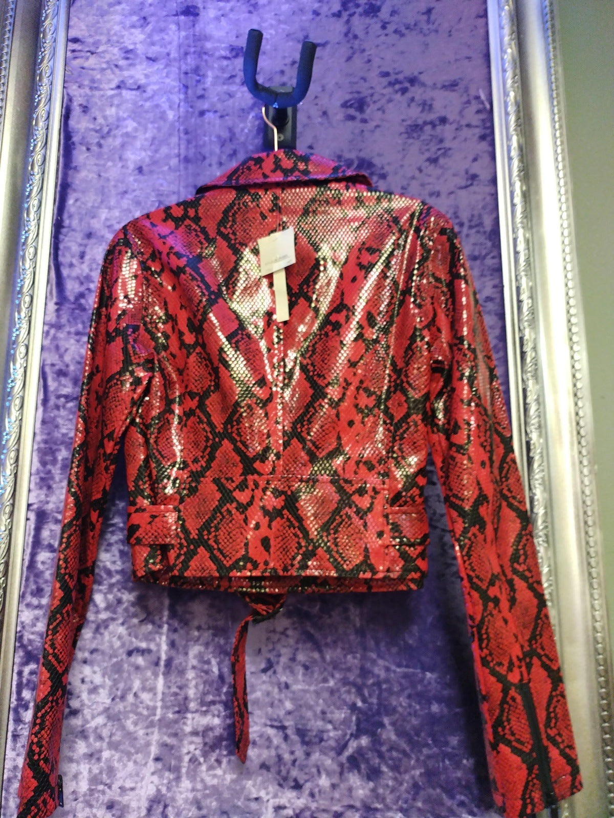 Ashley Outerwear Women's Small Moto Red Snake Print