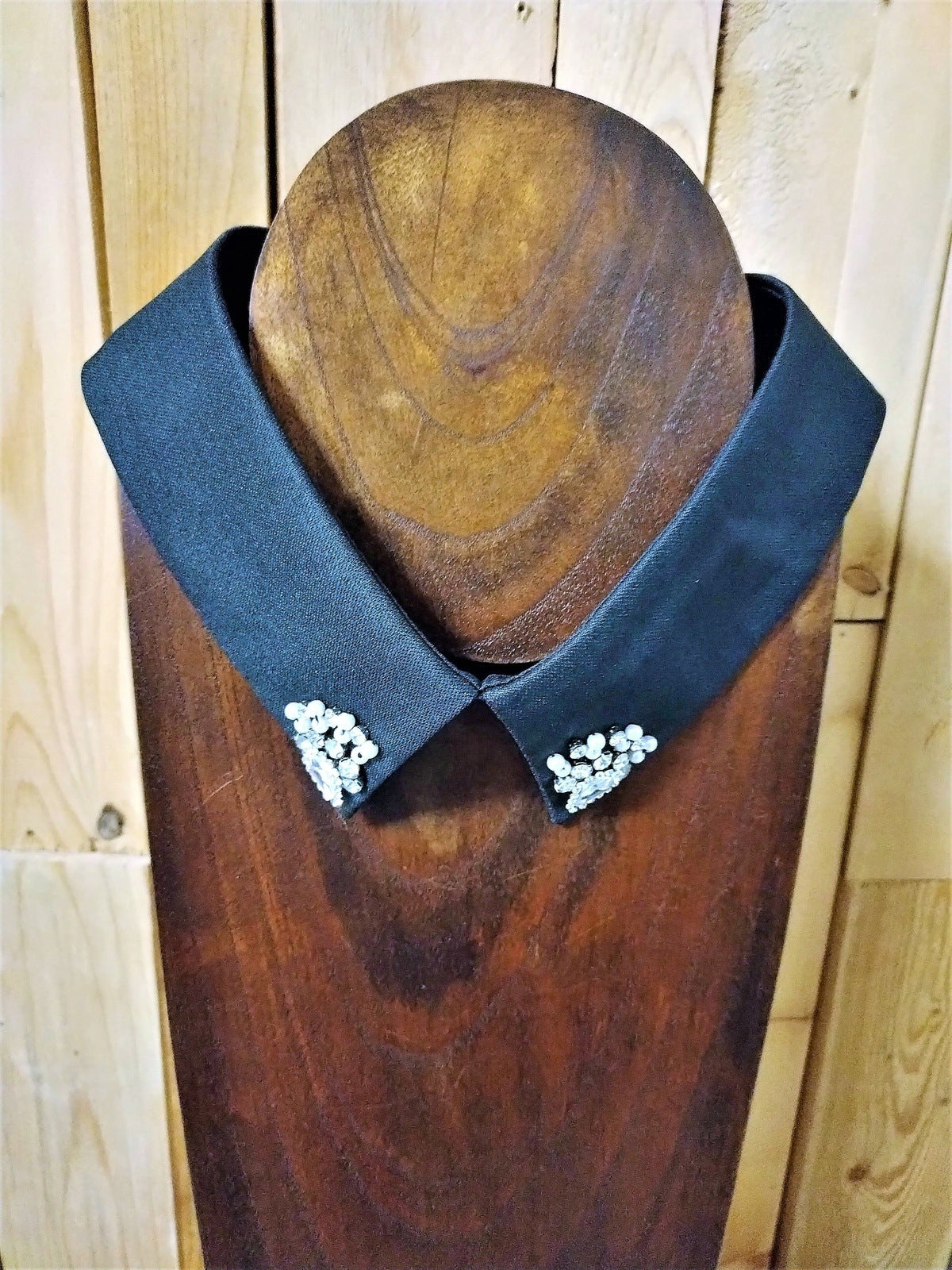 Black Dickey Collar with beads and rhinestones