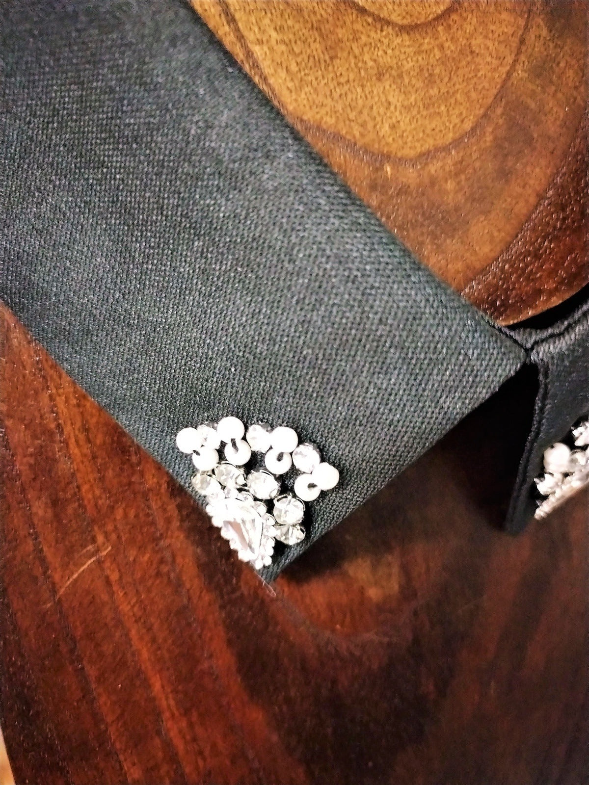Black Dickey Collar with beads and rhinestones