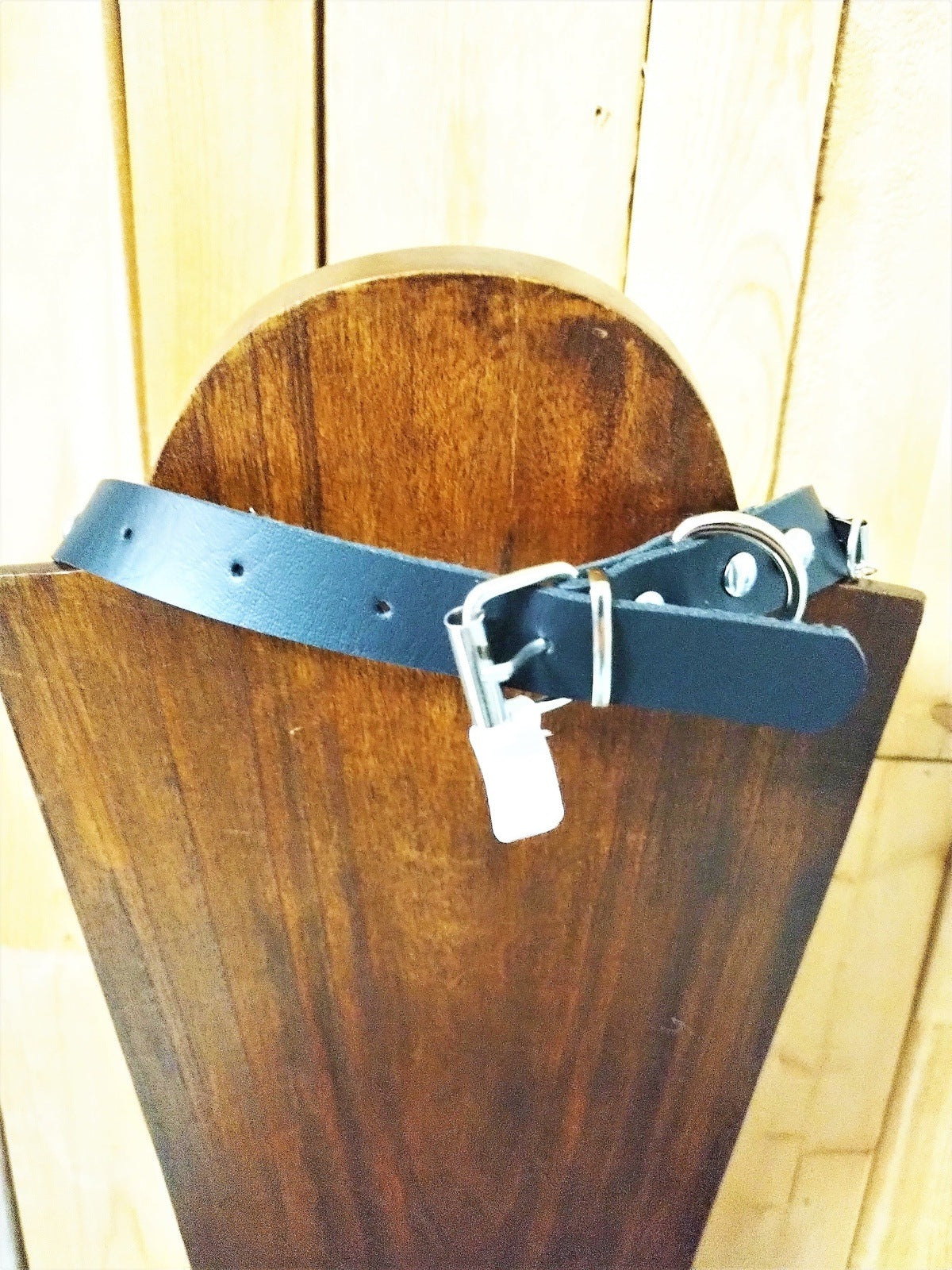 Black Vegan Leather Choker with Chains