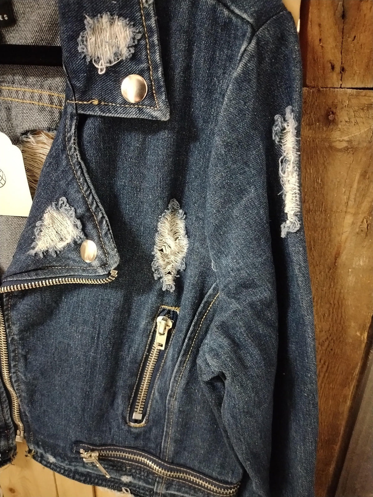 BBJ Los Angeles Women's Large Denim Moto Style Jacket
