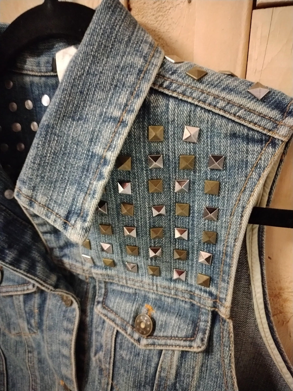 Tosca Women's Medium Studded Denim Vest