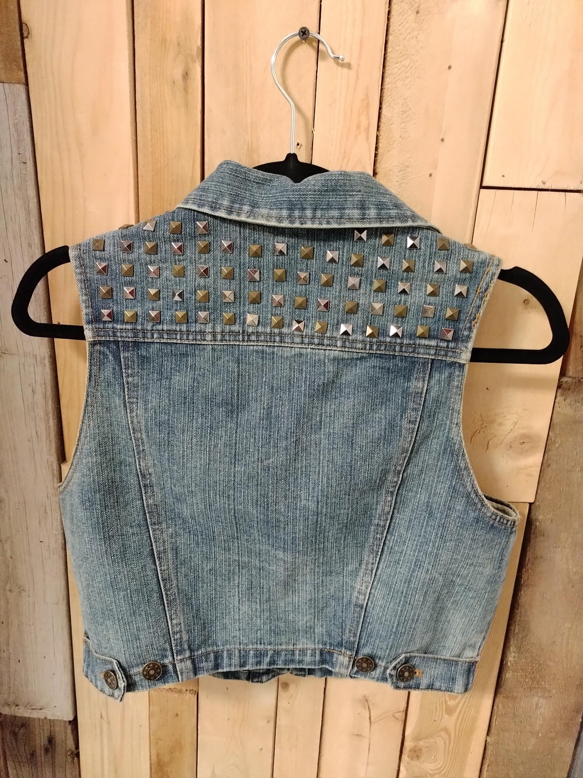 Tosca Women's Medium Studded Denim Vest