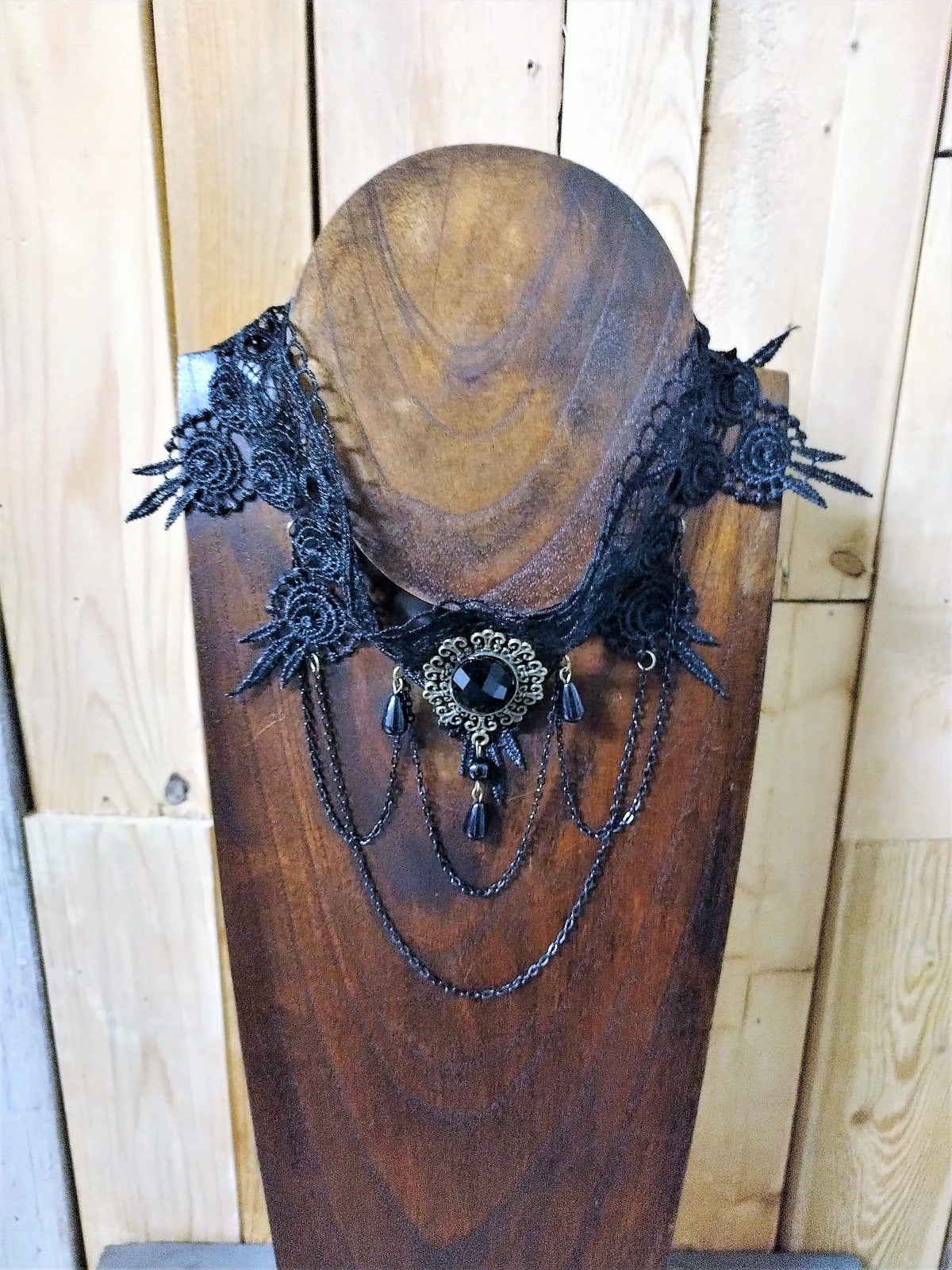 Black Lace Choker with black chains