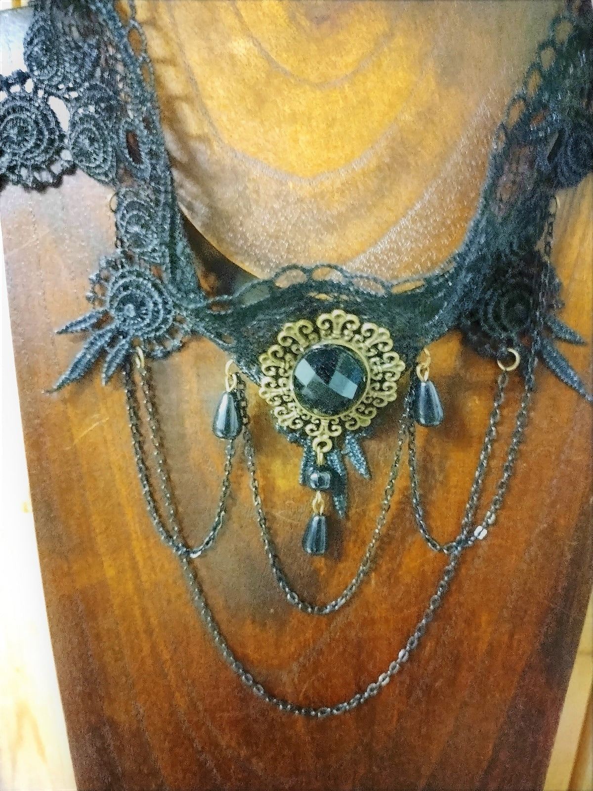 Black Lace Choker with black chains