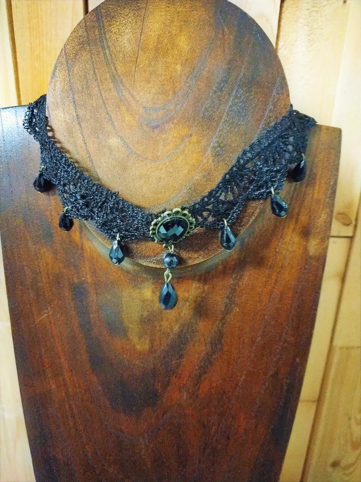 Black Lace choker with black beads