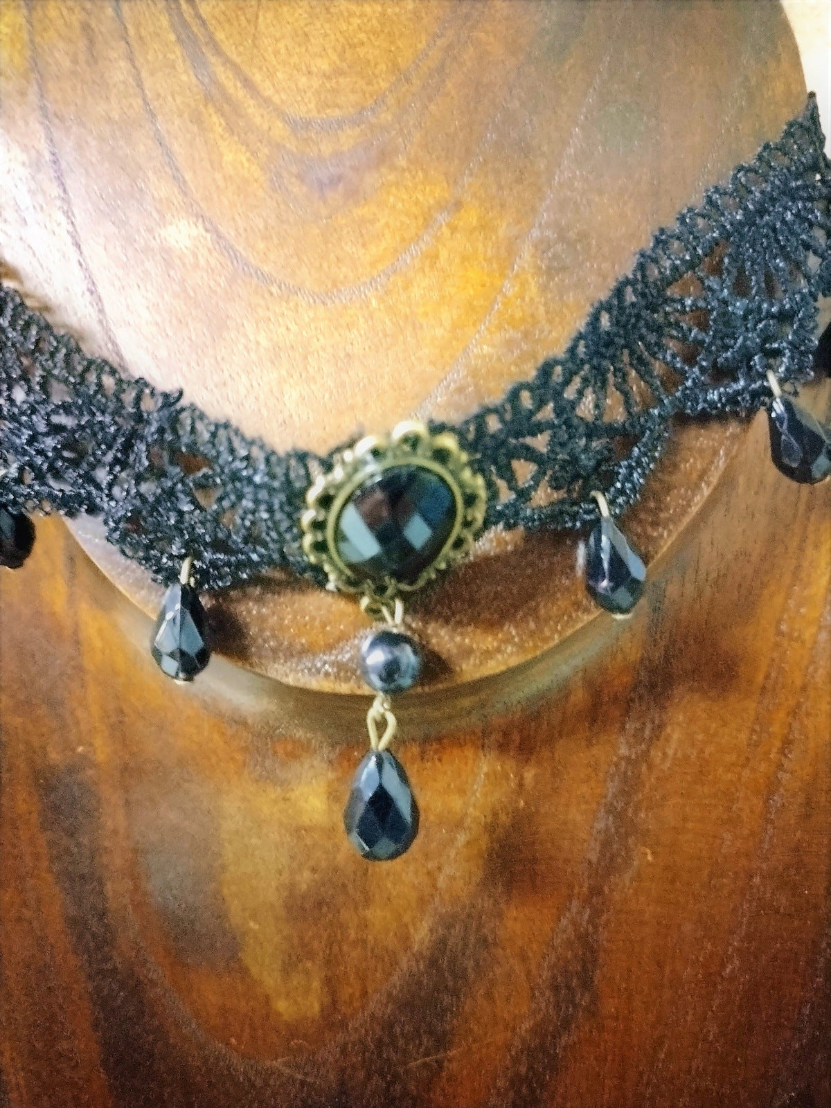 Black Lace choker with black beads