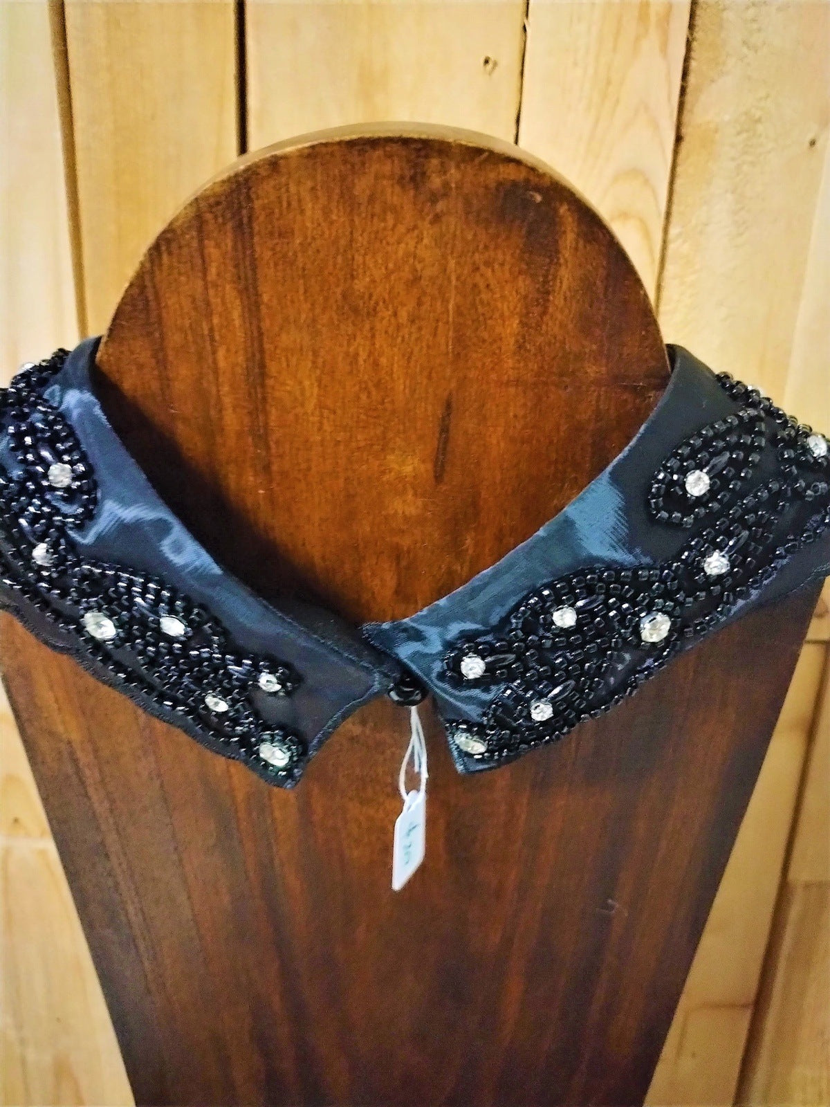 Black Beaded Rhinestone Dickey Collar