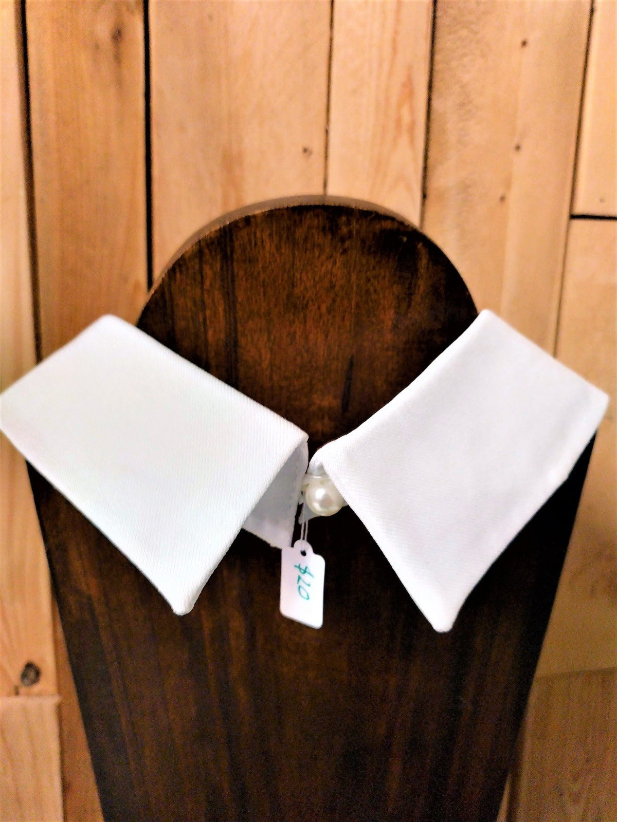 White Dickey Collar with beads and Rhinestones