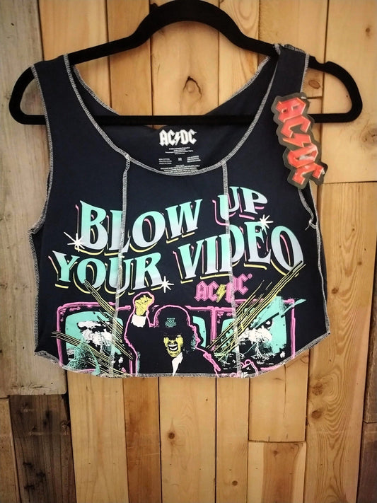 ACDC Blow Up Your Video Licensed Merchandise Women's Crop Top Size Medium