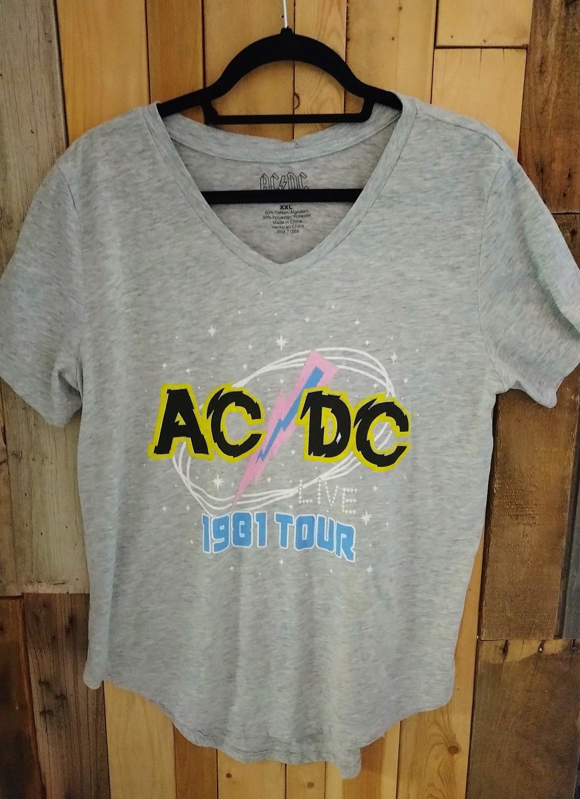 ACDC Official Merchandise Women's T Shirt V Neck Size XXL