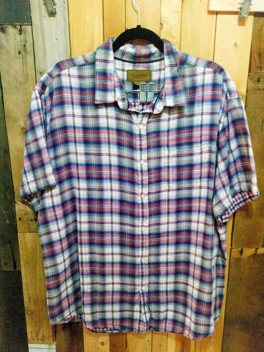 Clearwater Outfitters Plaid Short Sleeve Button Up Men's Shirt Size XL