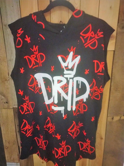 OG Hustle "Drip" Sleeveless Hoodie T Shirt Size Large