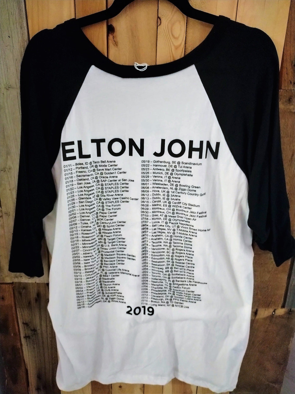 Elton John "Rocket Man" Tour Baseball T Shirt 2019 Size XL