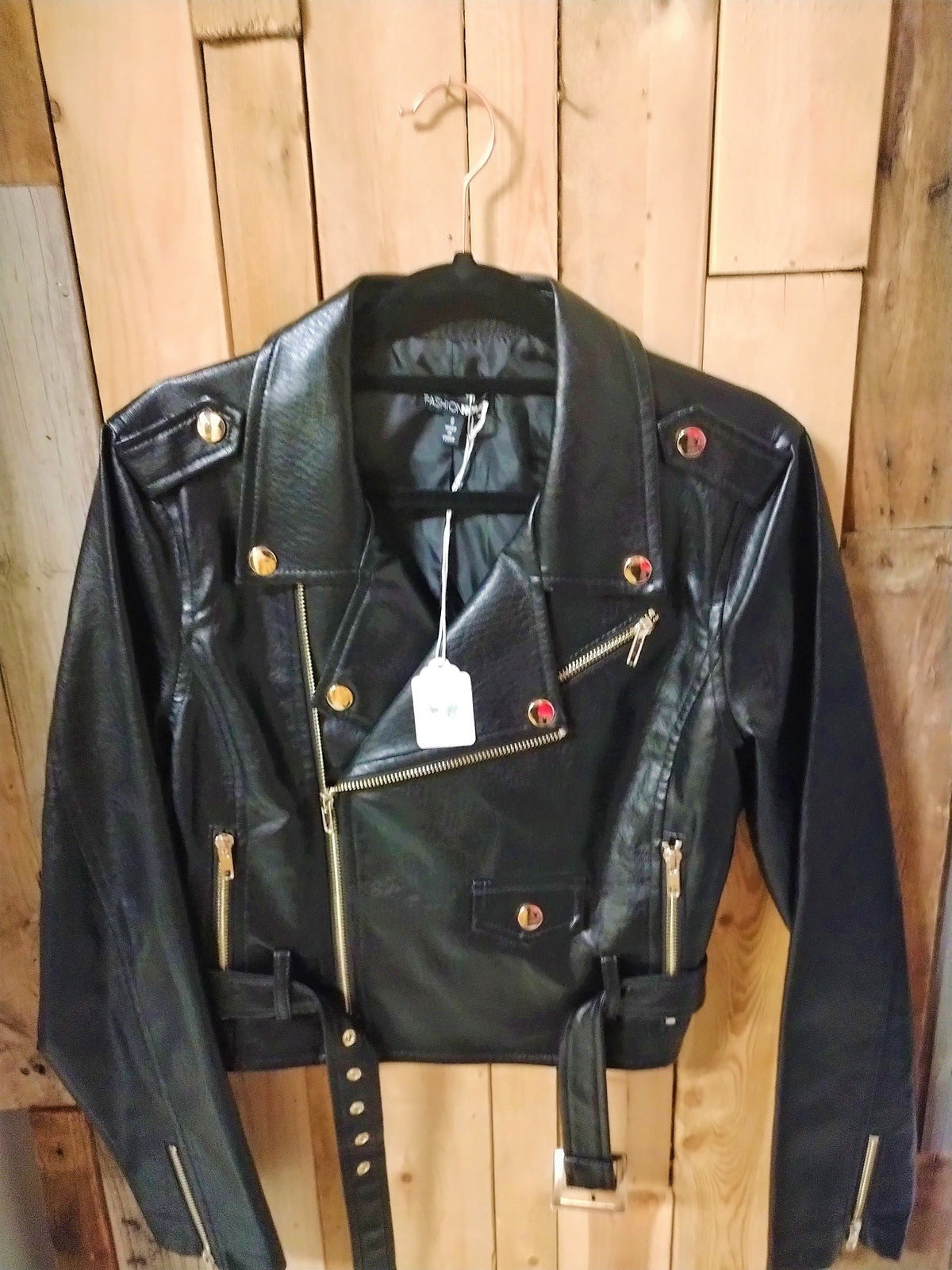 FashionNova Women's Moto Jacket Vegan Leather Size Small