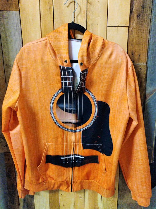 Guitar Print Lightweight Hoodie Size Large