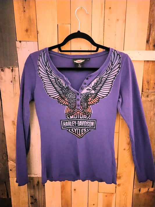 Harley Davidson Official Merchandise Women's Long Sleeve Button Up T Shirt Size Small