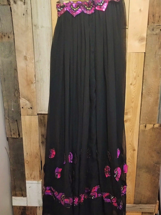 Boutique Long Skirt Semi Sheer with Heart Sequin Size XS