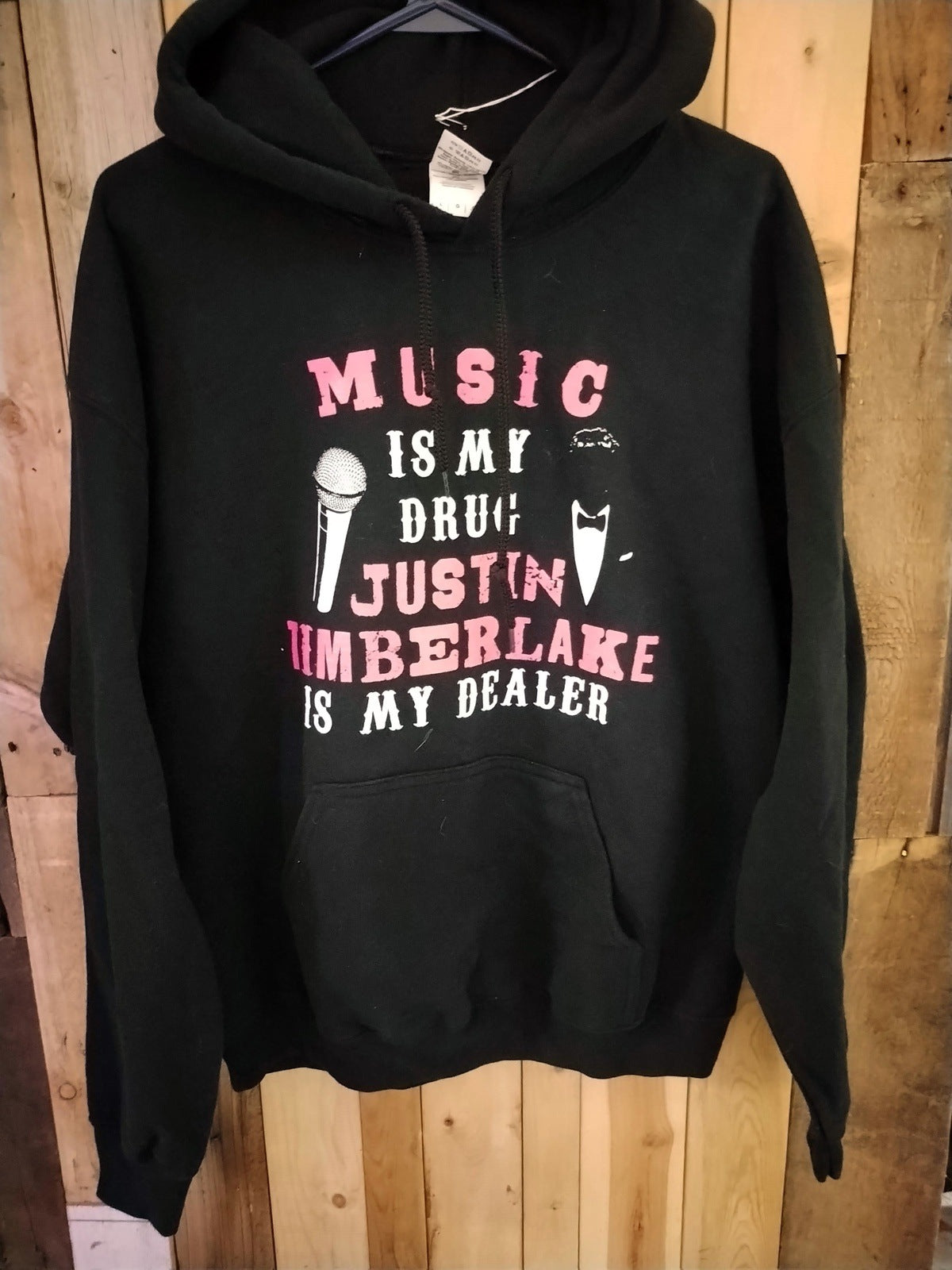 Music is My Drug Justin Timberlake is My Dealer Hoodie Size Large