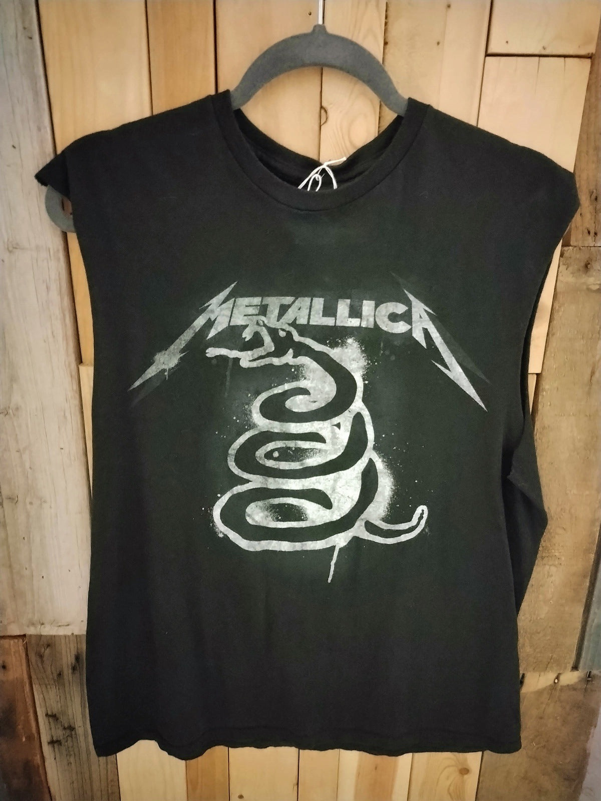 Metallica Official Merchandise "Black Album Logo" Sleeveless T Shirt Size L