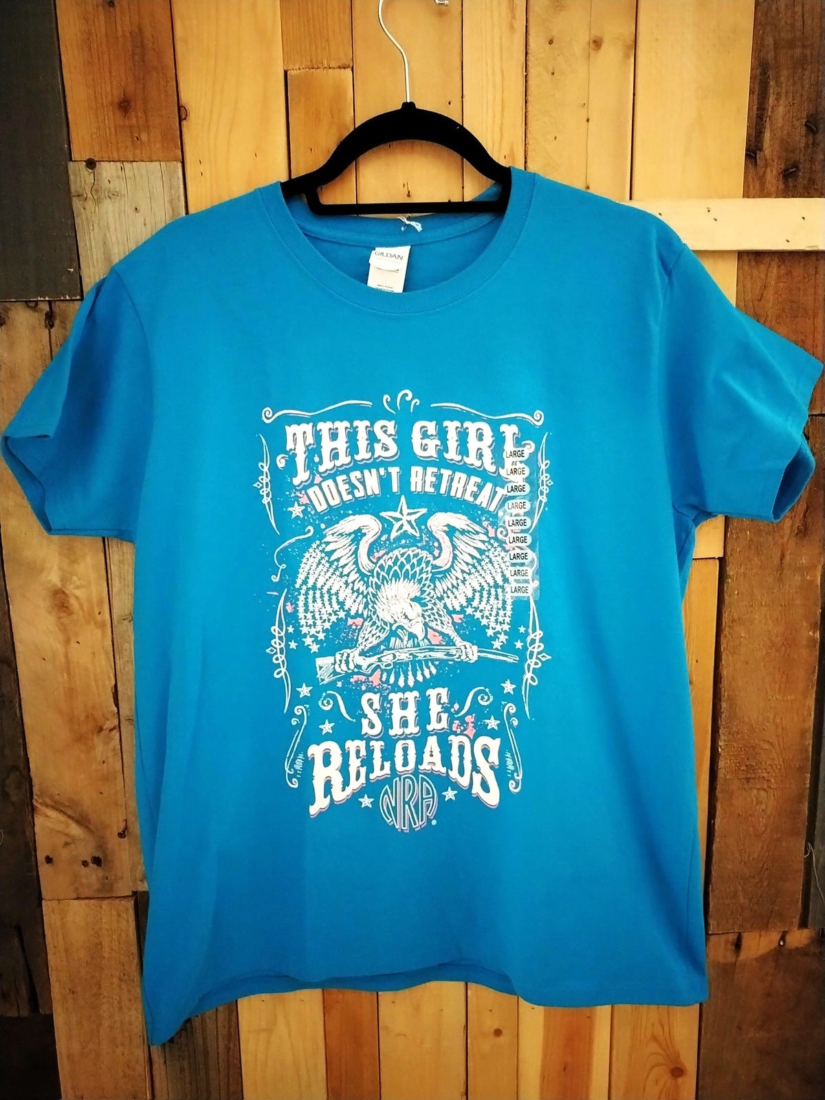 NRA T Shirt "This Girl Doesn't Retreat..." Size Large - New!