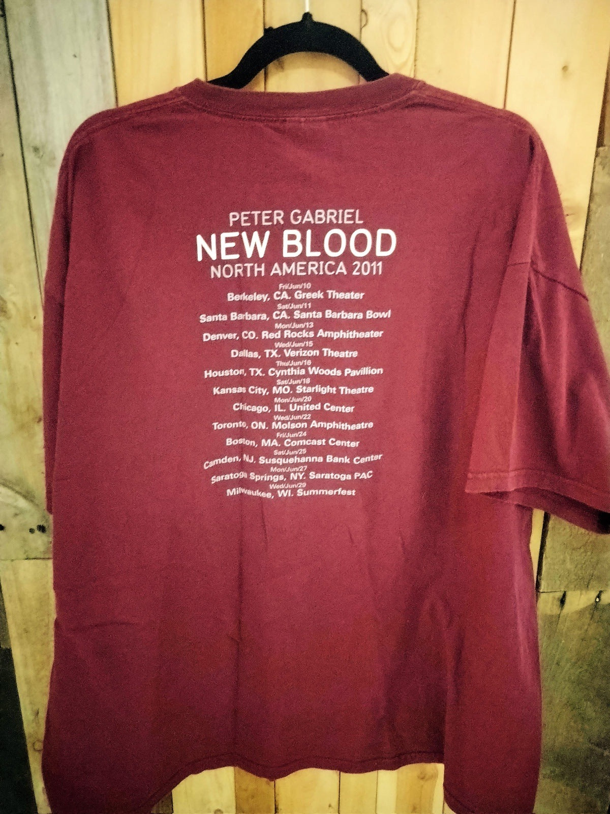 Peter Gabriel "New Blood 2011" North American Tour T Shirt Size 2XL 284653DQ