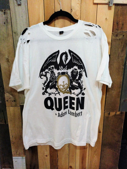 Queen + Adam Lambert 2014 Tour T Shirt Altered at Shoulders Size XL 748193WH